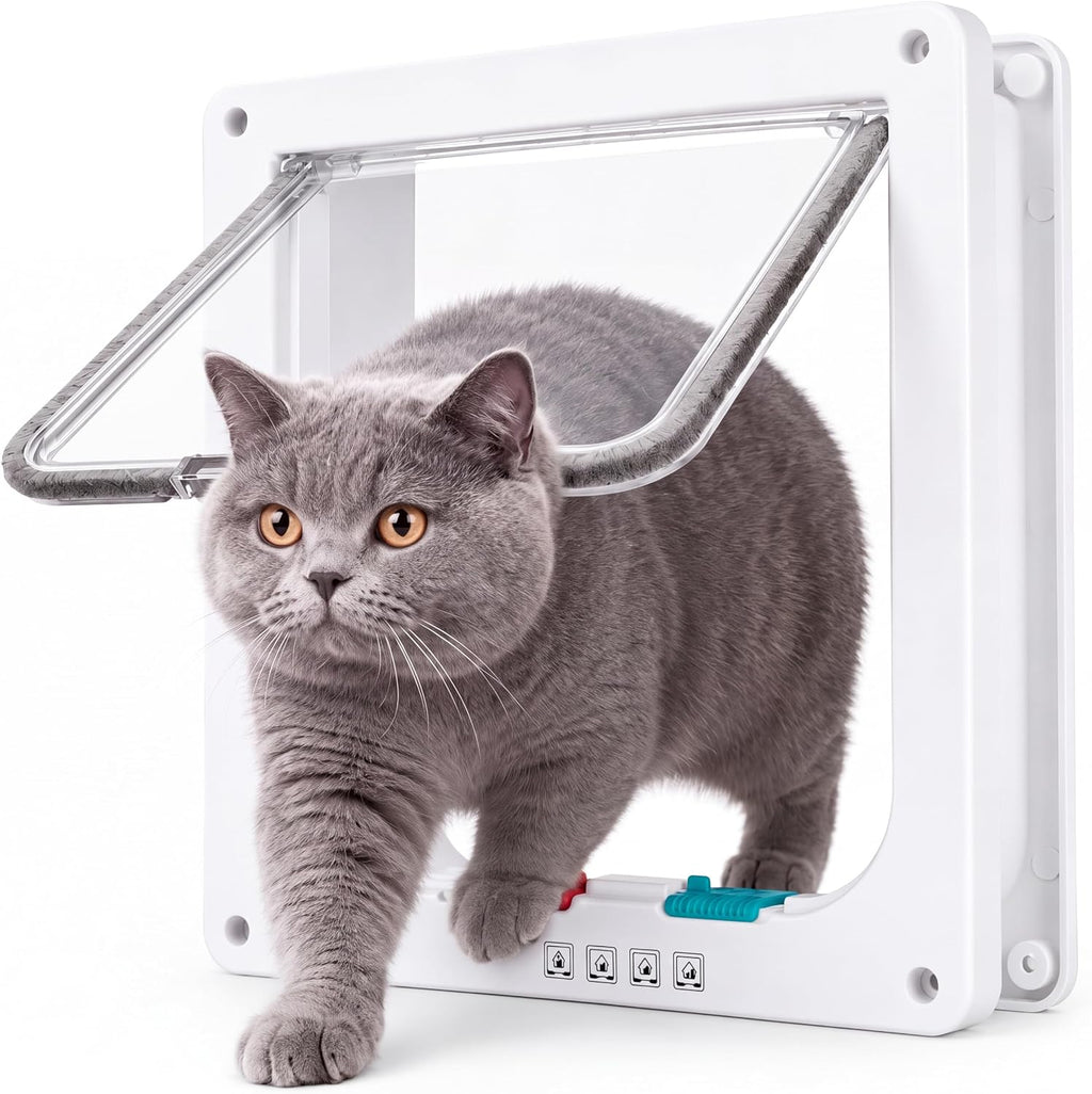 Cat Door 4 Way Lock Pet Flap for Interior Exterior Doors M