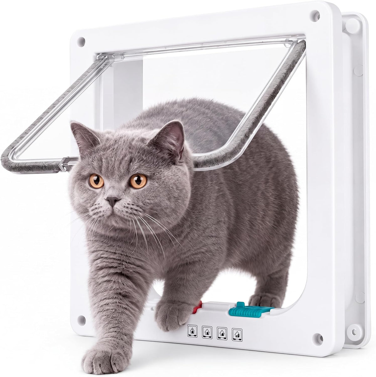 Cat Door 4 Way Lock Pet Flap for Interior Exterior Doors M