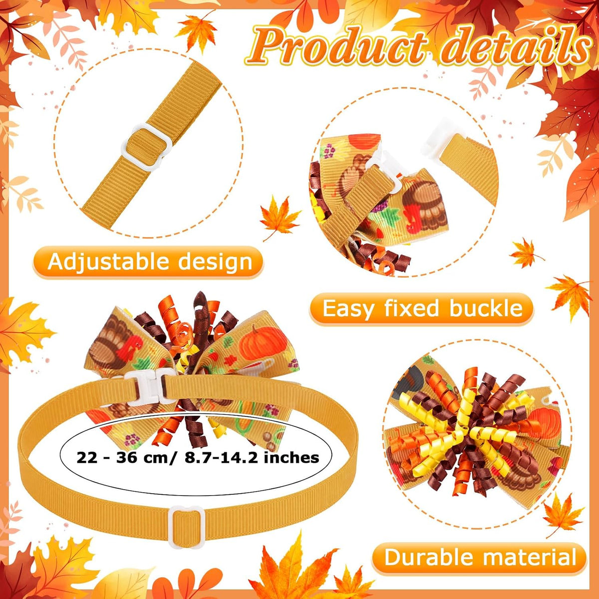 Huhumy 50 Pcs Fall Dog Bowties Bulk Thanksgiving Pet Grooming Bows