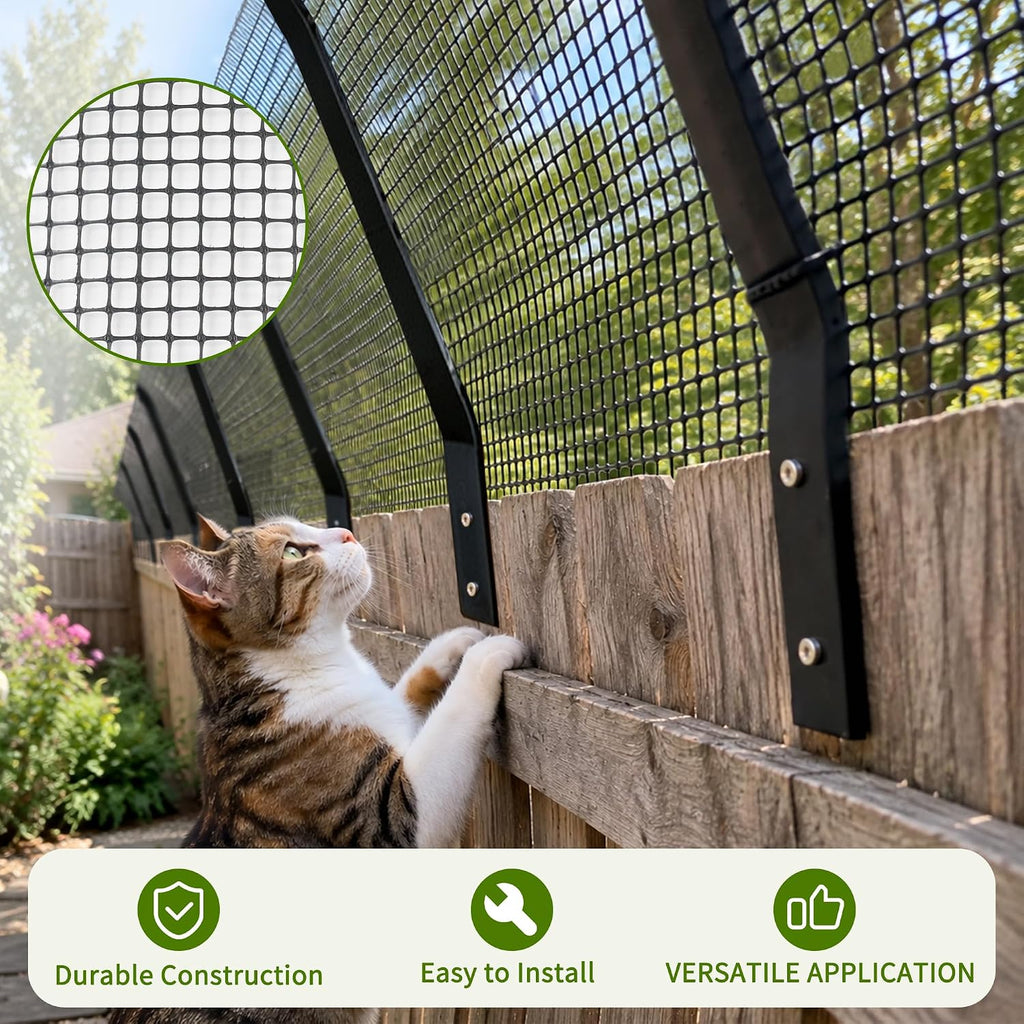Cat Fence Outdoor Barrier 33FT with 8 Kits,Cat-Proof Fence Topper System