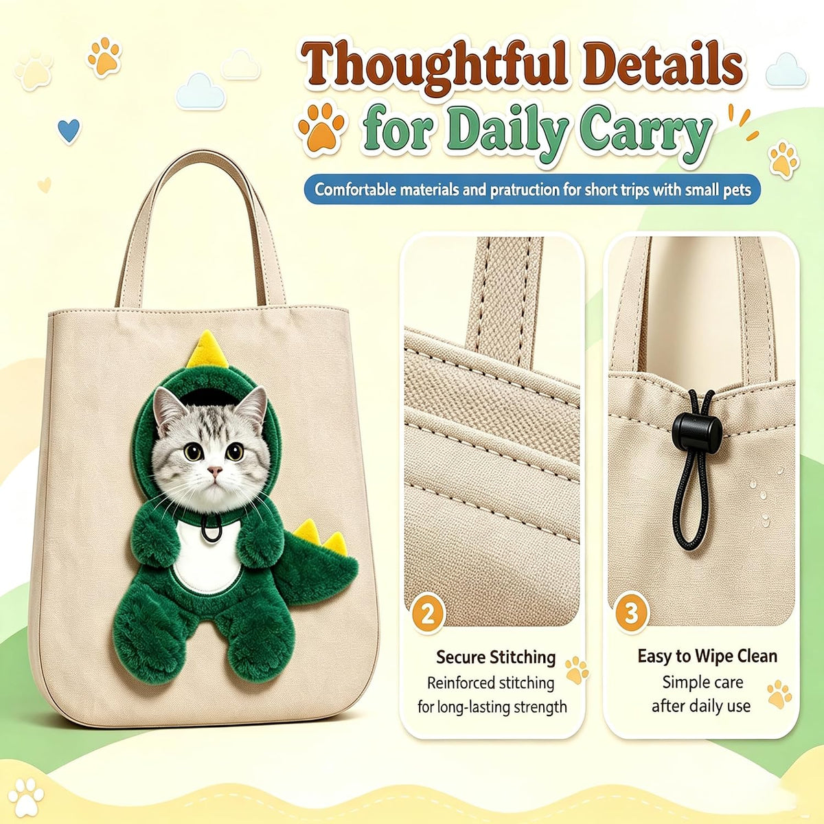 Paw Peek Bag, Pet Tote Carrier for Small Dog Cat