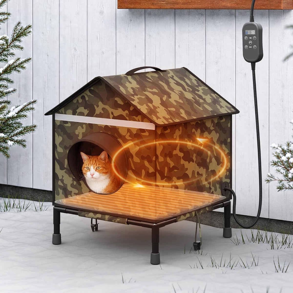 Heated Cat House for Outside Insulated Cat House Outdoor Black M