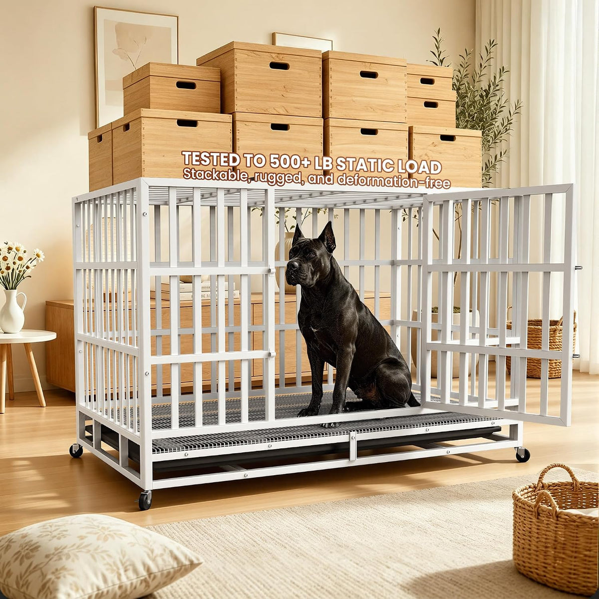48 Inch Heavy Duty Dog Crate, Indestructible Kennel for Large Dogs