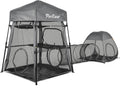 Catio Outdoor Cat Enclosure, 3-in-1 Extra Large Portable Cat Playpen with Tower Tent & Tunnel, Foldable Waterproof Mesh 