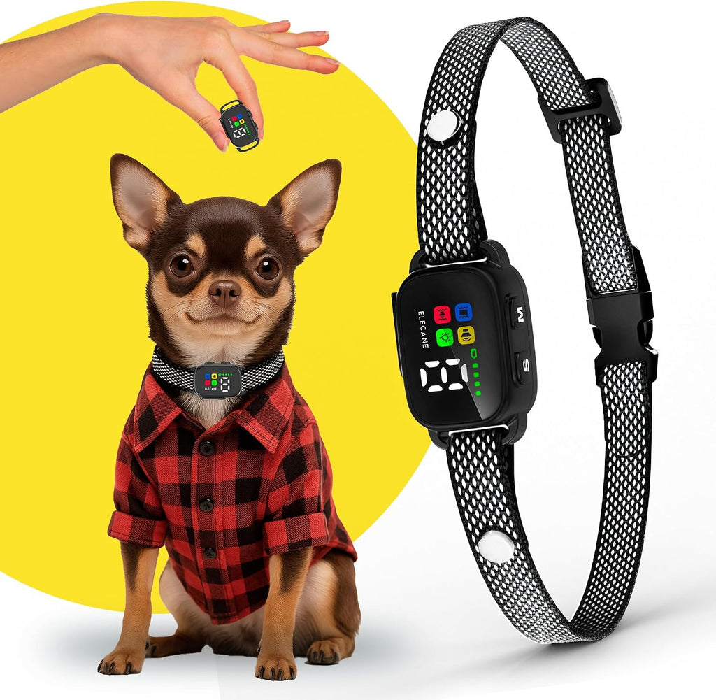 Tiny Bark Collar for Small Dogs 5-15 lbs and Puppies - No Shock Anti Barking Collar - Rechargeable Smart Collar for Dog 