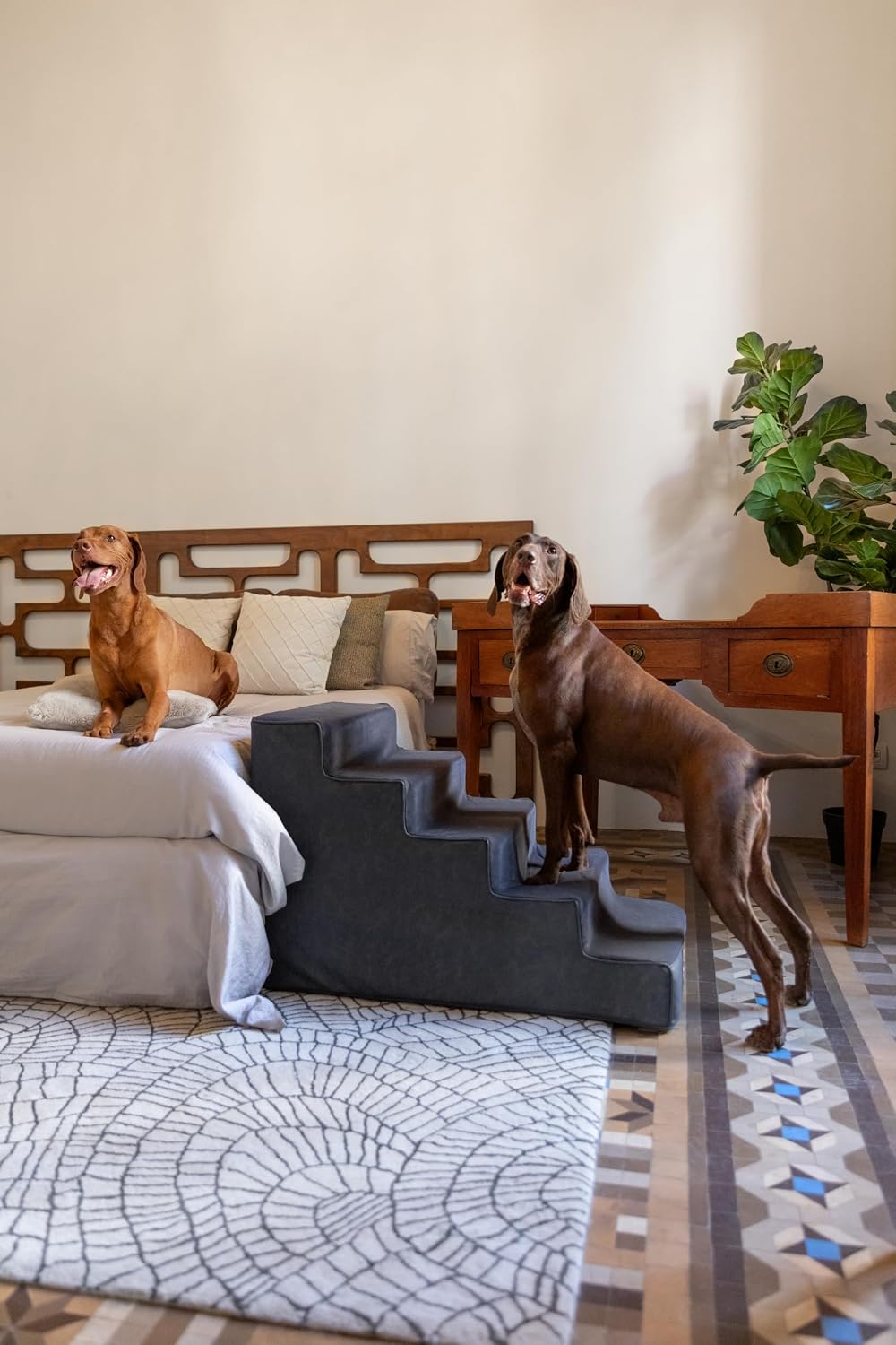 Dog Stairs for Large Dogs, Up to 150lb, Wide Dog Ramp for Bed