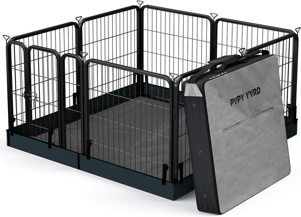 Dog Playpen with Battom Pad, 24" H 8 Panels Puppy Playpen