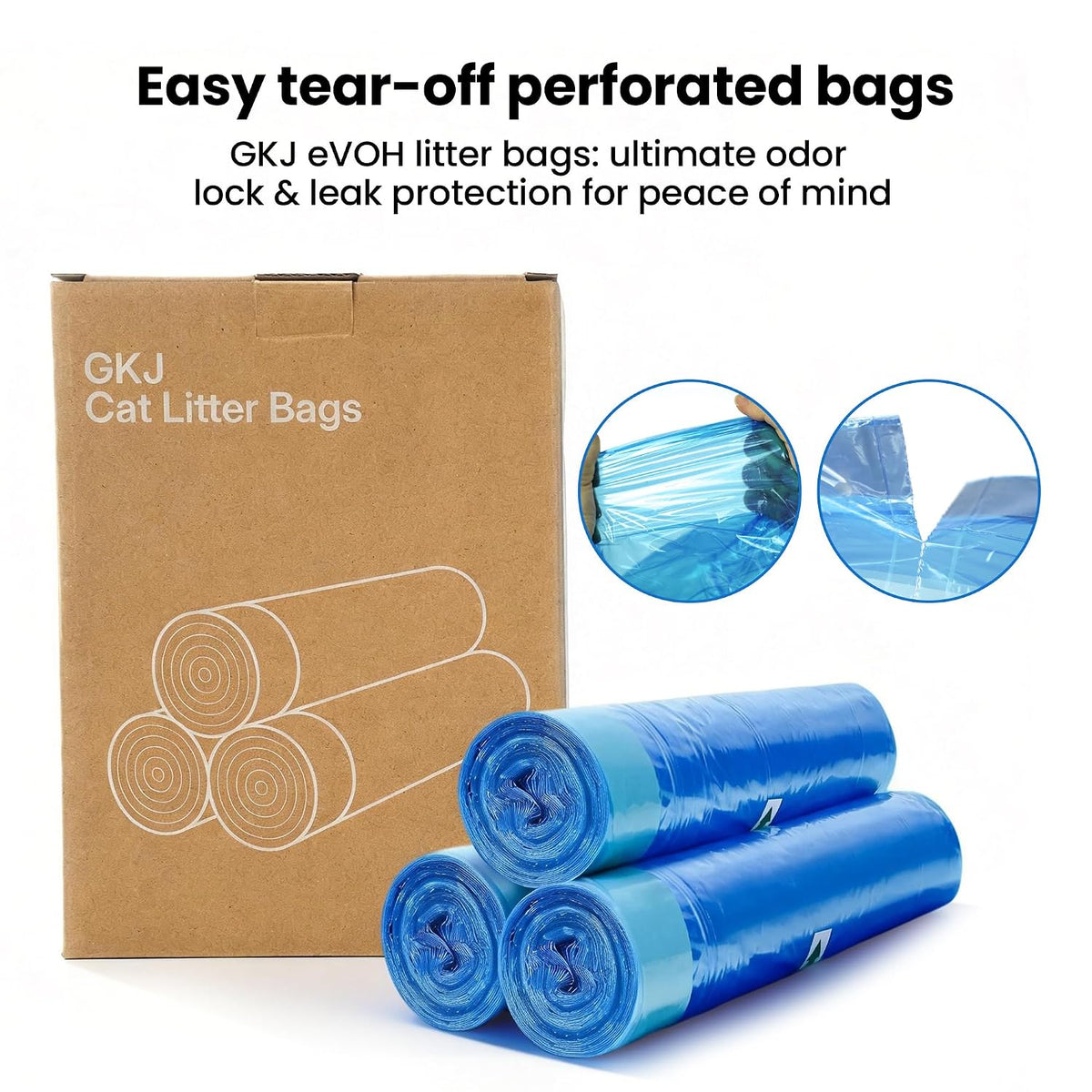 GKJ Cat Litter Refill Bags, 48pcs for Up to 12-Month Supply, Replaced Cat Waste Bags for Litter Trash Can, 7-Layer EVOH 