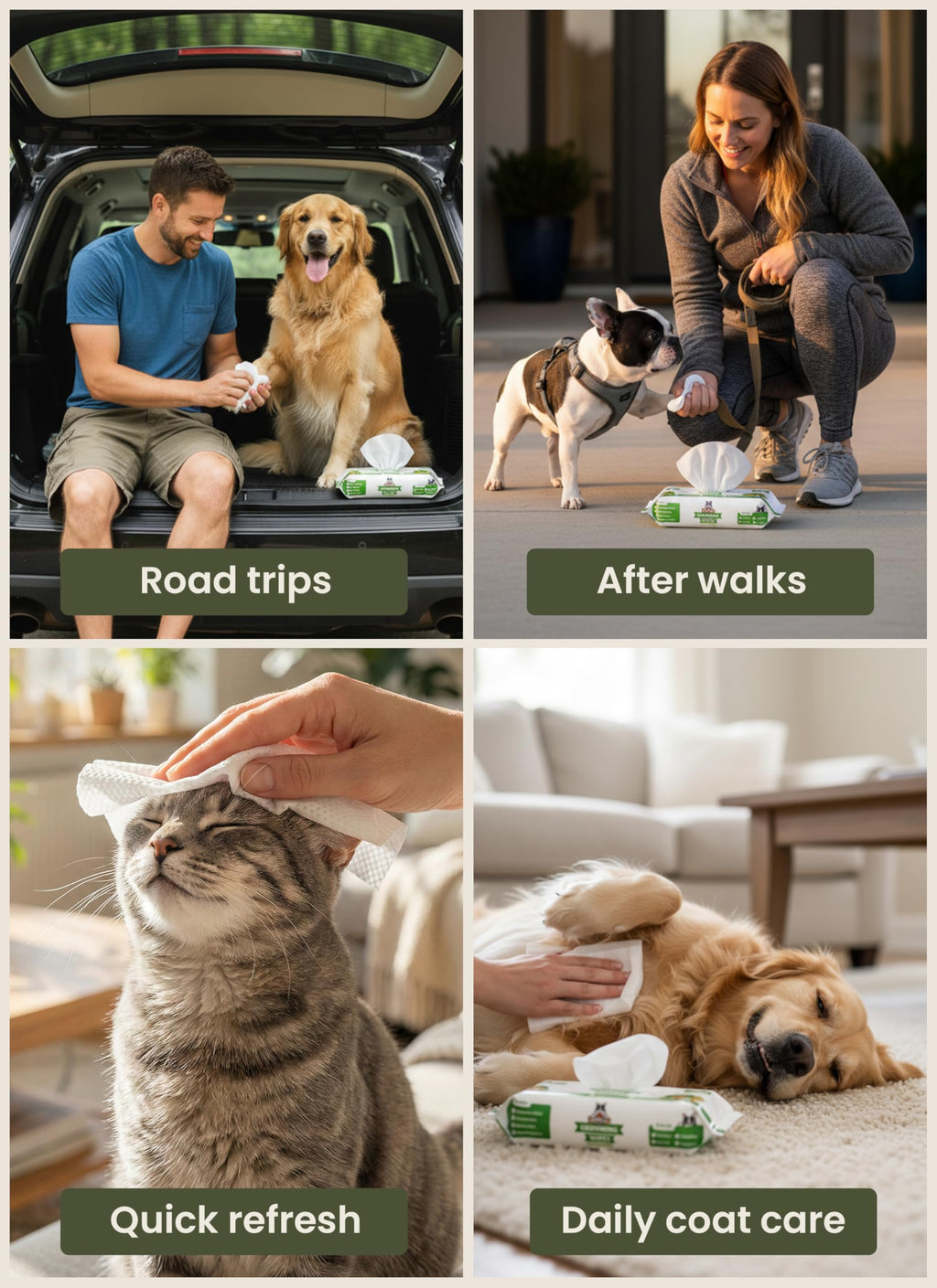 Pogi's Dog Grooming Wipes for Paws & Butt, Fragrance Free, 100 Wipes