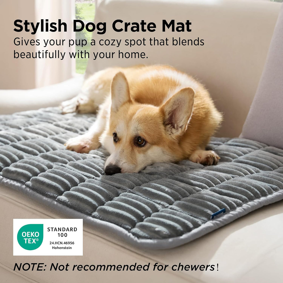 Bedsure ComfyFleece® Washable Dog Crate Pad,Soft Thin Medium Pet Mat,30"