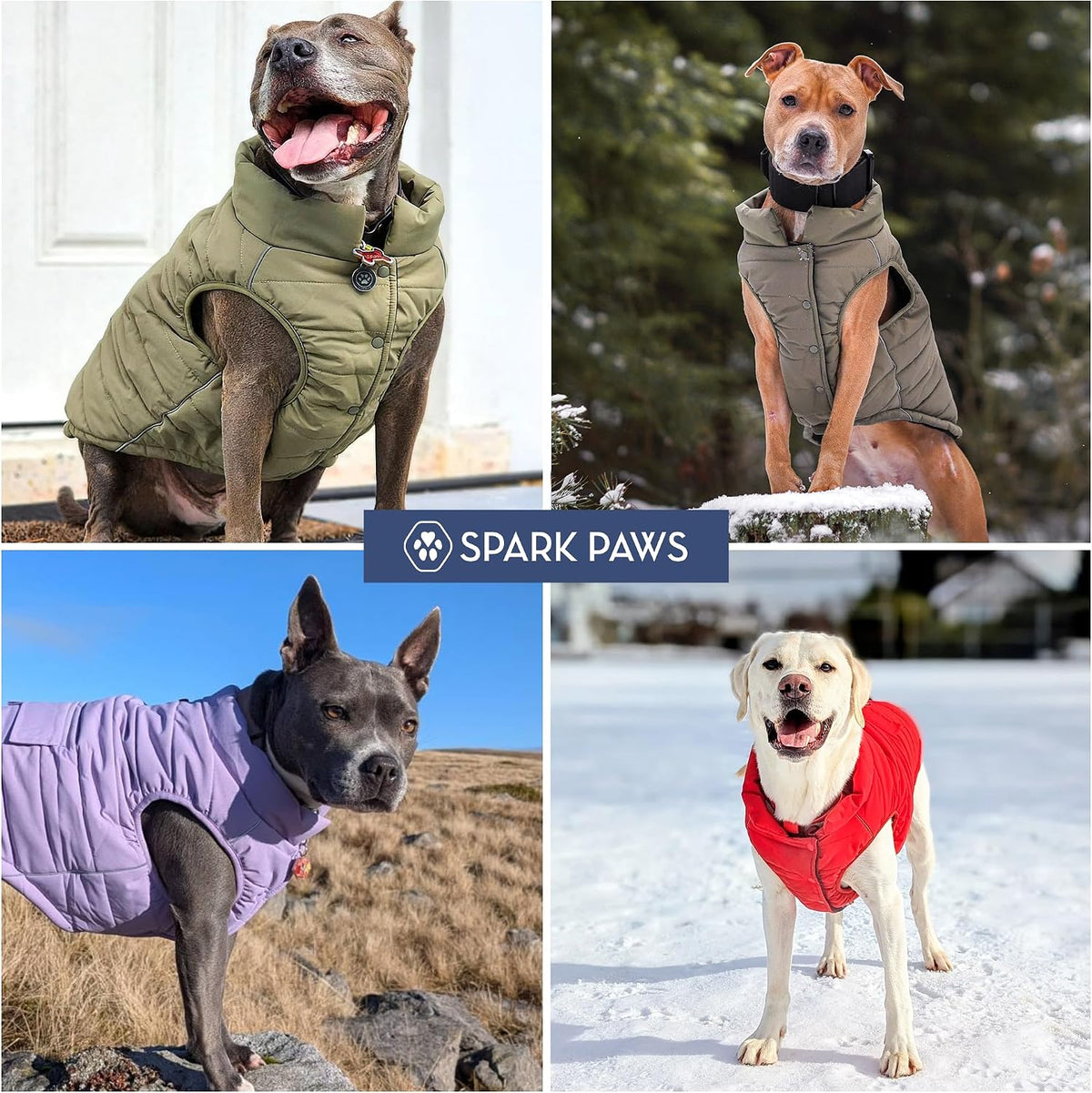 Spark Paws Dog Winter Coat Jacket - Warm Dog Clothes for Small Large Dogs