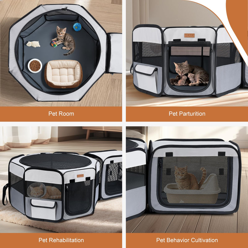 Want to Give Your Kittens & Puppies a Safe, Independent Space? Try Lekereise: 47"×16" Portable Cat Playpen, 2-in-1 Dog Playpen, Independently Usable, with a Carry Bag. Play Freely Anywhere!