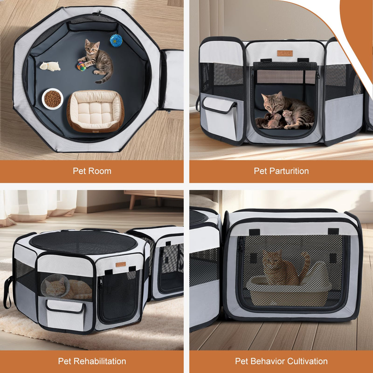 Want to Give Your Kittens & Puppies a Safe, Independent Space? Try Lekereise: 47"×16" Portable Cat Playpen, 2-in-1 Dog Playpen, Independently Usable, with a Carry Bag. Play Freely Anywhere!
