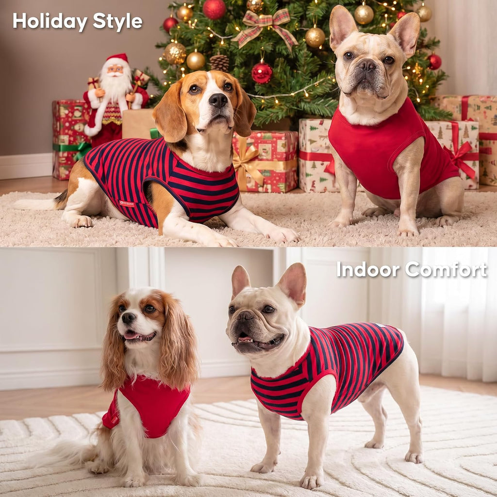 KYEESE 2Pack Cotton Dog Shirt for Small Dogs Soft Striped Tank Top