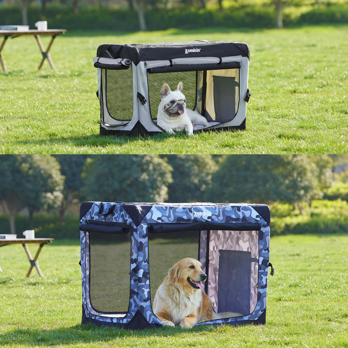 ZOMISIA 36 Inch Collapsible Dog Crate for Large Dogs, Travel Dog Crate Grey