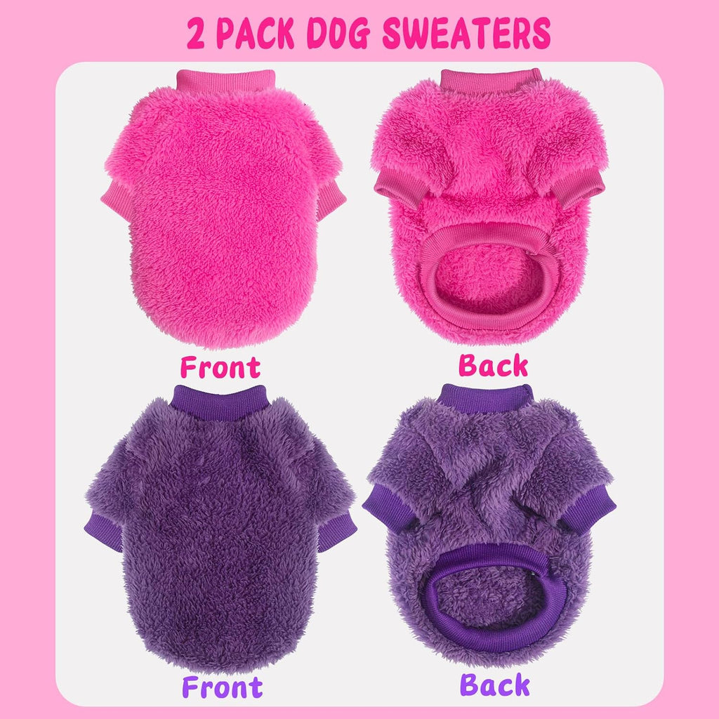 2 Pack XXS Dog Sweater, Tiny Dog Sweaters for Small Dogs Girl (1-3lb), Warm Soft Puppy Clothes for New Puppies, Cute Ext