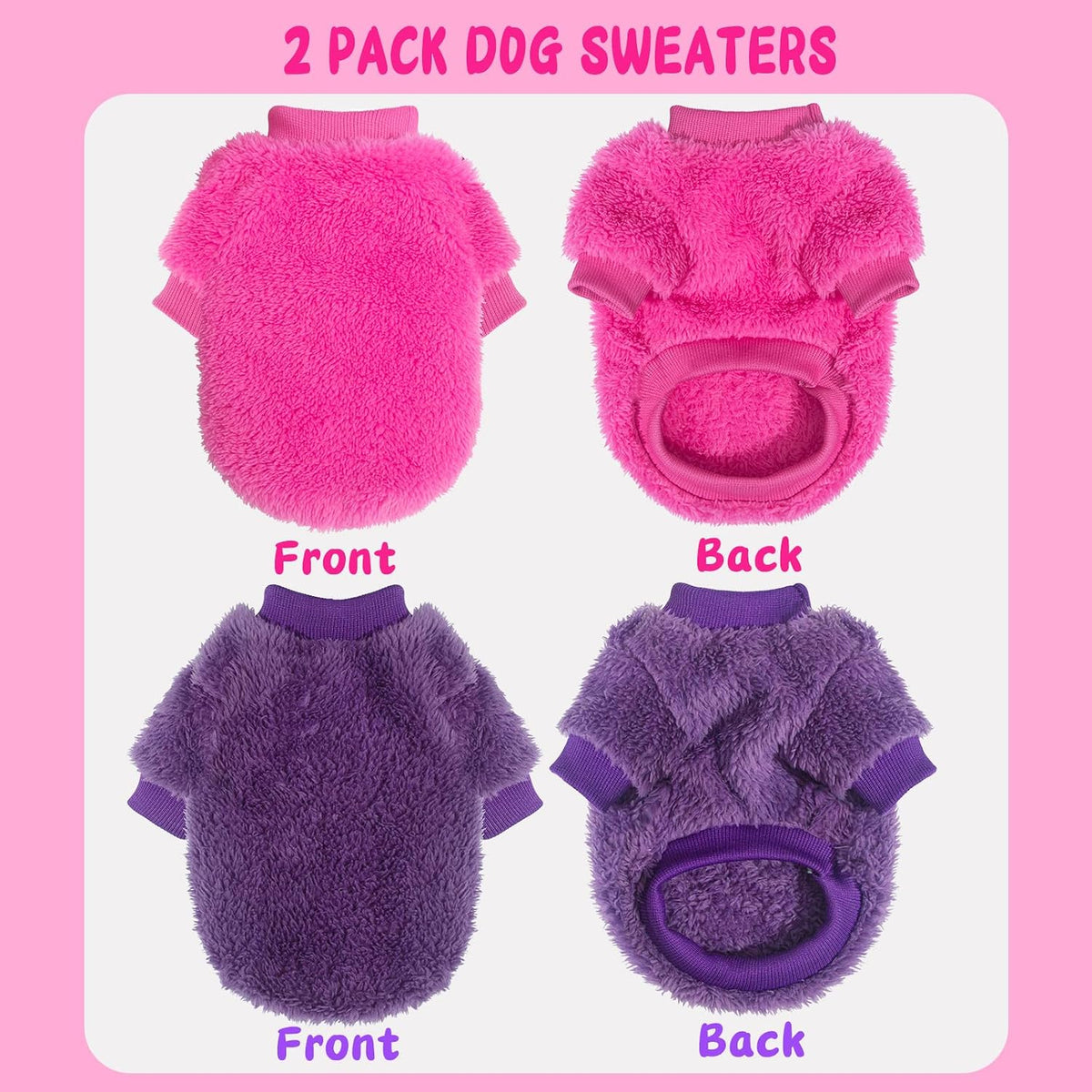 2 Pack XXS Dog Sweater, Tiny Dog Sweaters for Small Dogs Girl (1-3lb), Warm Soft Puppy Clothes for New Puppies, Cute Ext