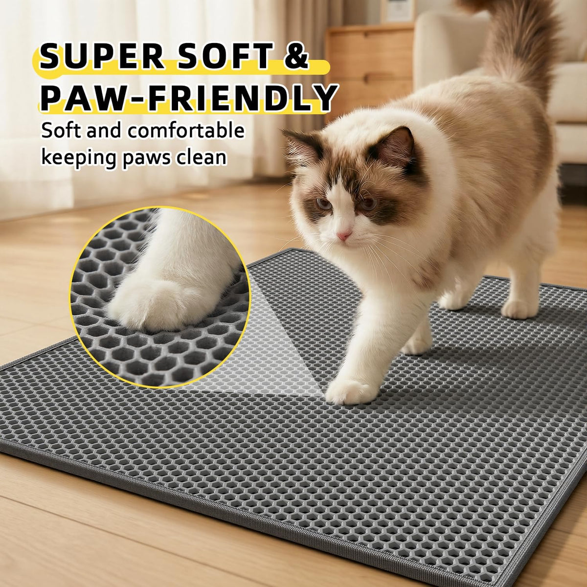 Cat Litter Mat, 30"x24", Waterproof, Easy to Clean (Grey-1Pack)