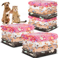 12 Pcs Small Dog Blanket Fleece Puppy Blankets Washable Pet Blankets for Cats Soft Flannel Paw Printed Throw for Guinea 