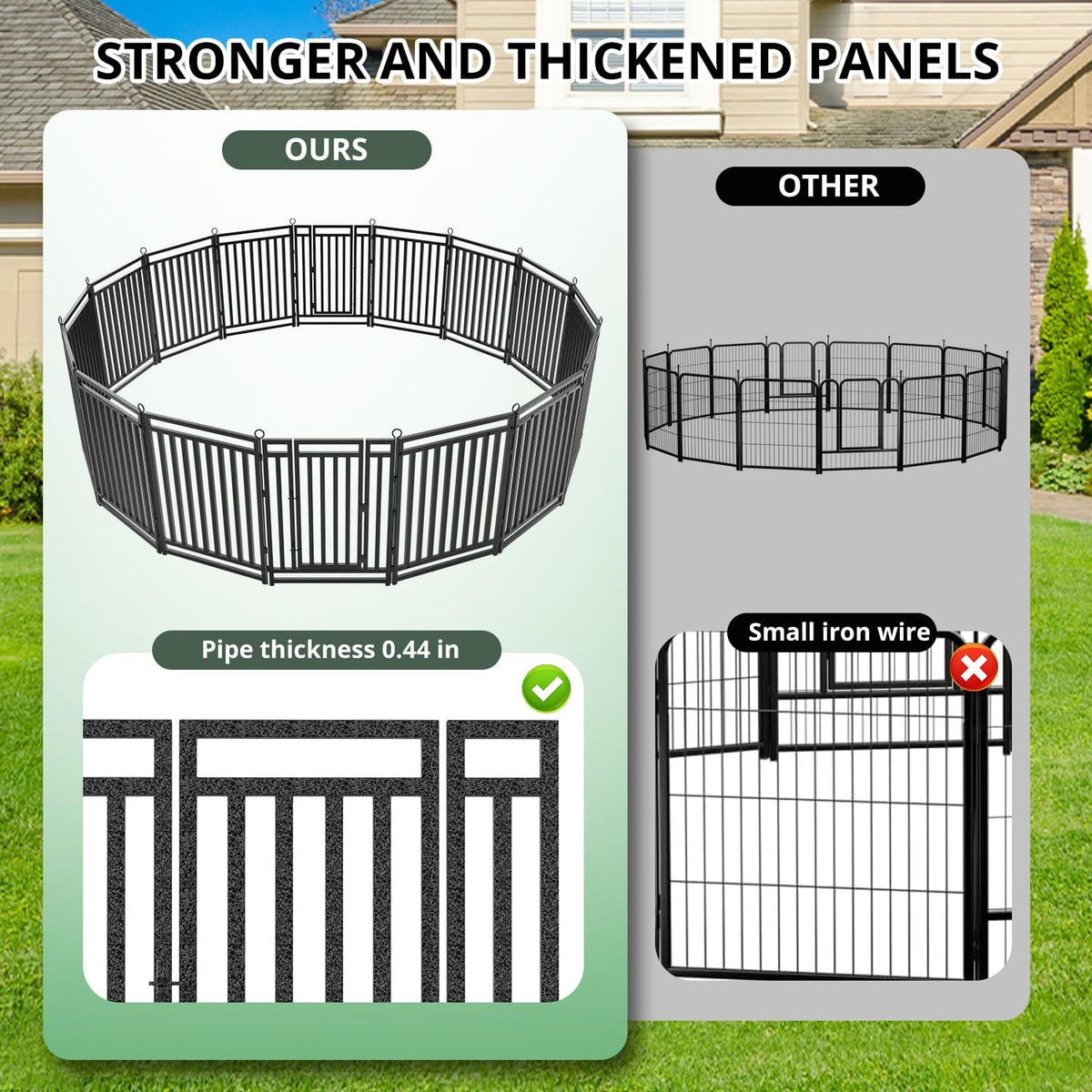 Thickened Outdoor Dog Fence, 40" H, 8 Panels for Yard & Camping