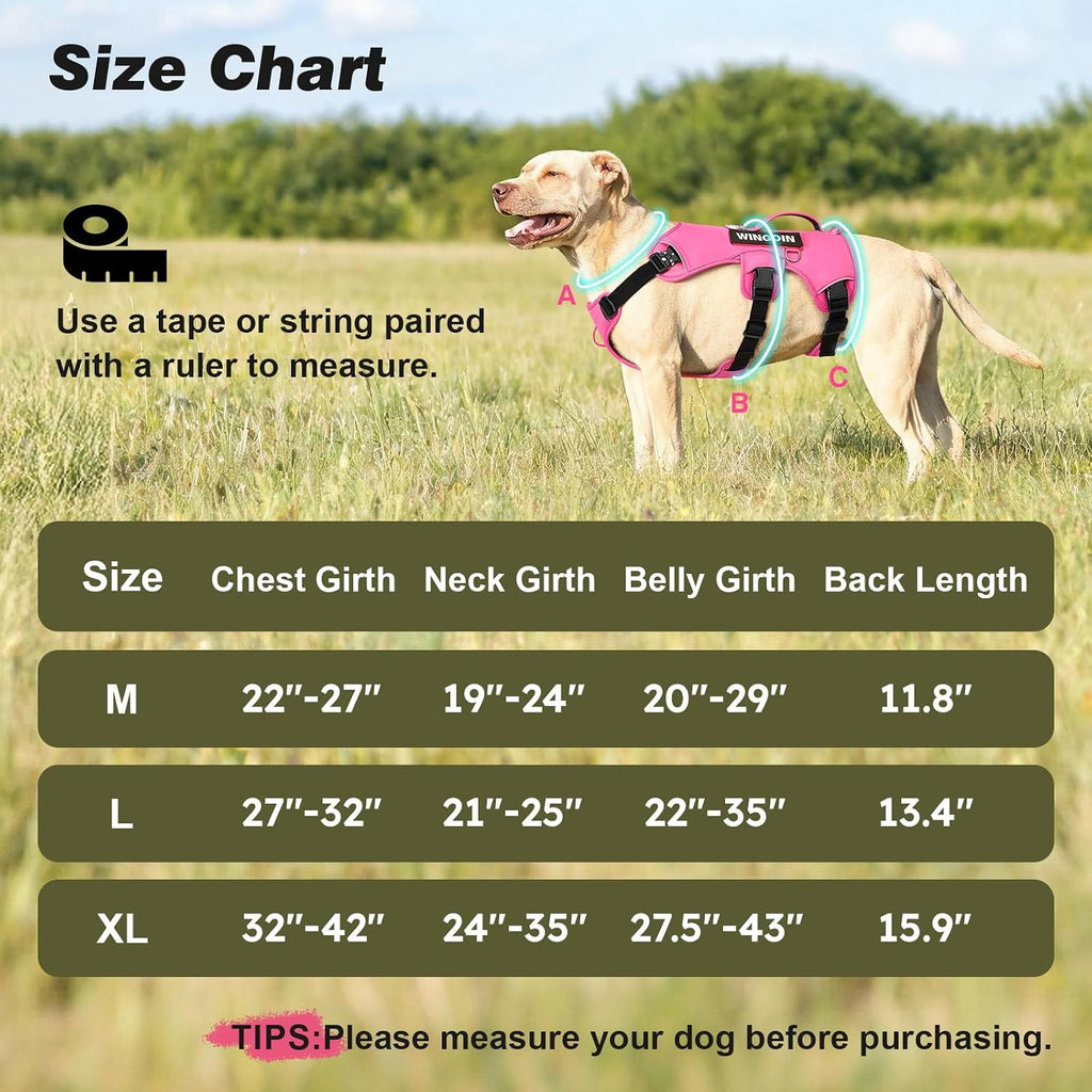 Escape Proof Dog Harness,No Pull for Large Dogs with Handle,Green,L