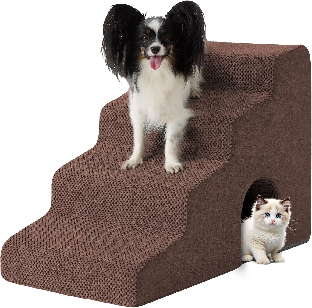 Dog Stairs for Bed 23'' H, 5-Step Dog Steps for High Bed, Grey