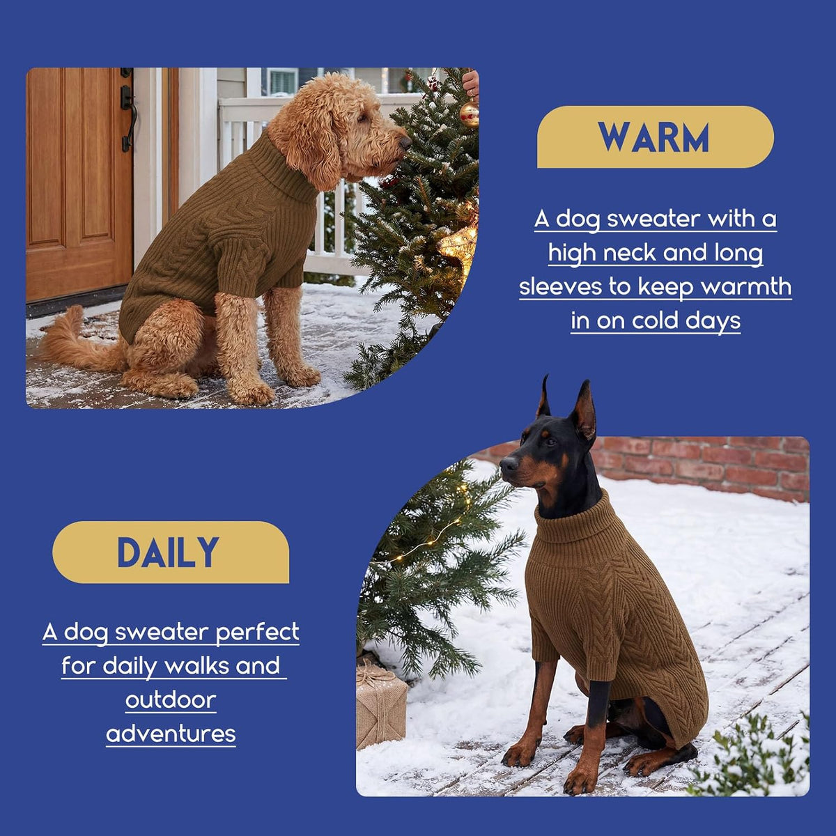 ASENKU Dog Sweater for Extra Large Dogs, Warm Knit Sweater for Labrador
