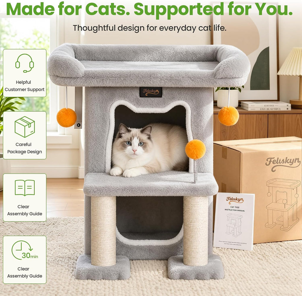 Small Cat Tree Tower Scratching Post for Indoor Cats Large Adult