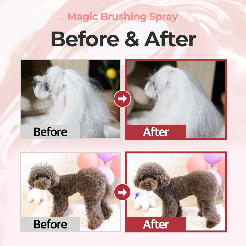JAYU PET Magic Brushing Spray + Refill Bottle 1EA - Detangling and Deodorizing Spray for Dog & Cat