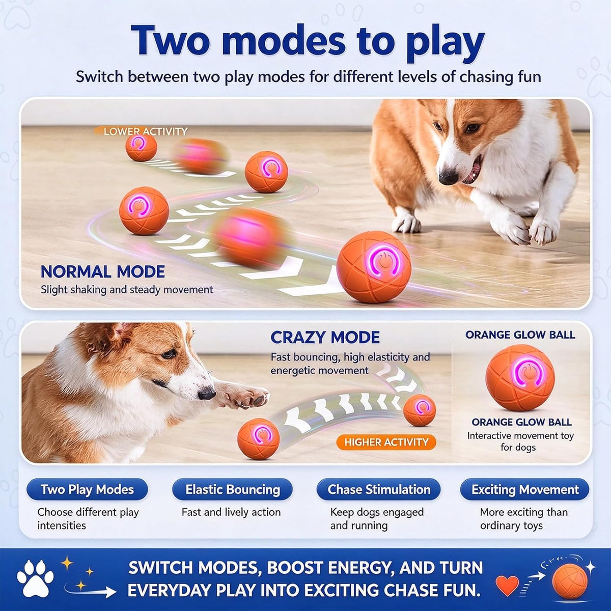 Zig Paw Ball, ZigPaw Ball for Dogs,Smart Dog Ball Large，Blue