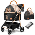 Dog Cat Stroller for Small/Medium Pets, 50 lbs, 3-in-1 Pet Stroller, Khaki