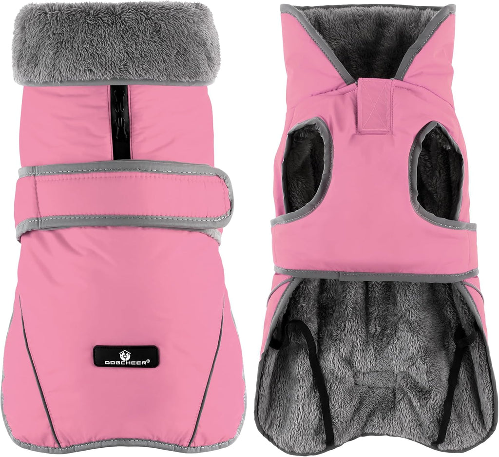 Dogcheer Dog Winter Coat, Waterproof Dog Jacket with Zipper Leash Opening