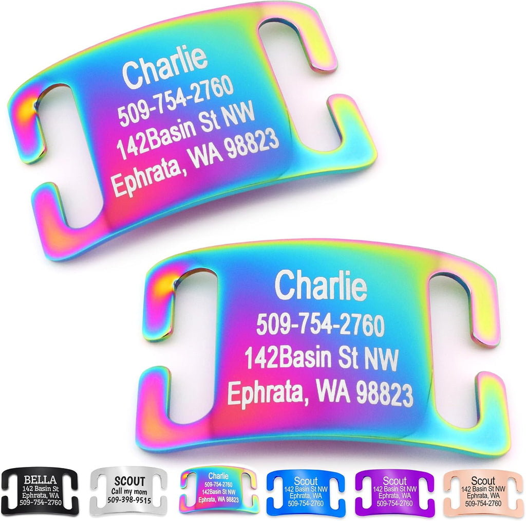 GoTags Slide-On Pet ID Tag, Silent Stainless Steel Personalized Dog Tag