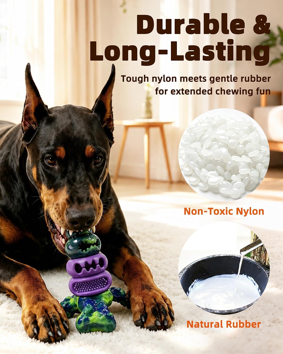 Dog Toys for Aggressive Chewers, Indestructible Dog Chew Toy Beef Flavor