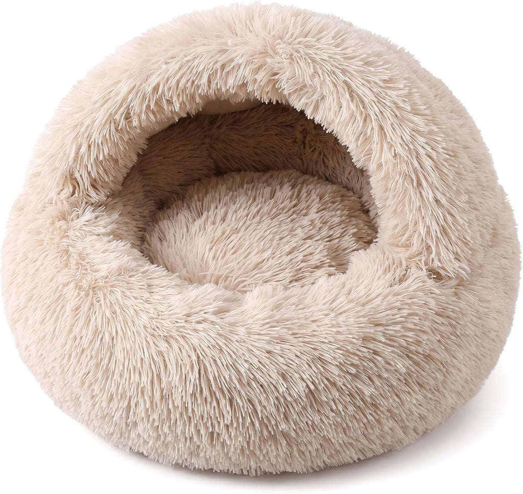 Cat Bed for Indoor Cats, Calming Cozy Cave with Self-Warming Plush, Entire Bed Machine Washable & Anti-Slip Base, Breath