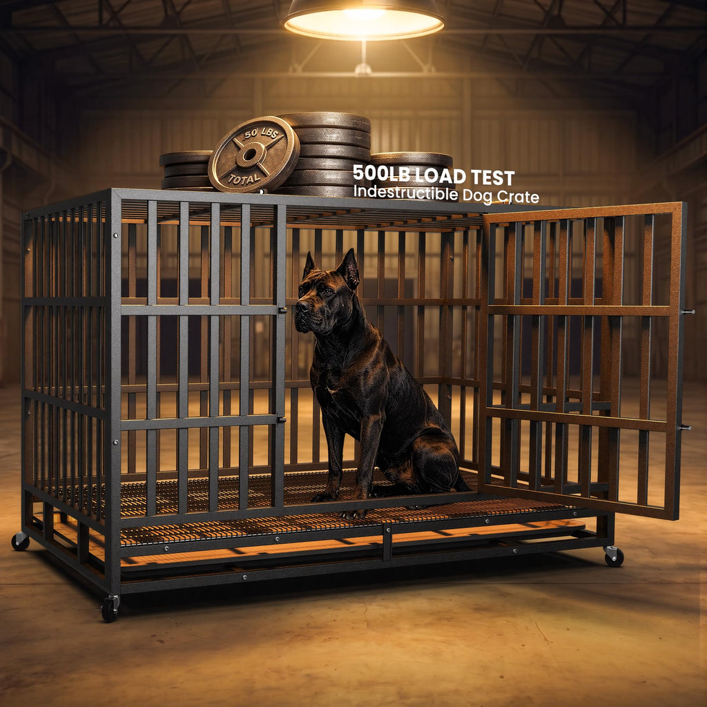 Hiwokk 48 Inch Heavy Duty Dog Crate, Indestructible Kennel for Large Dogs
