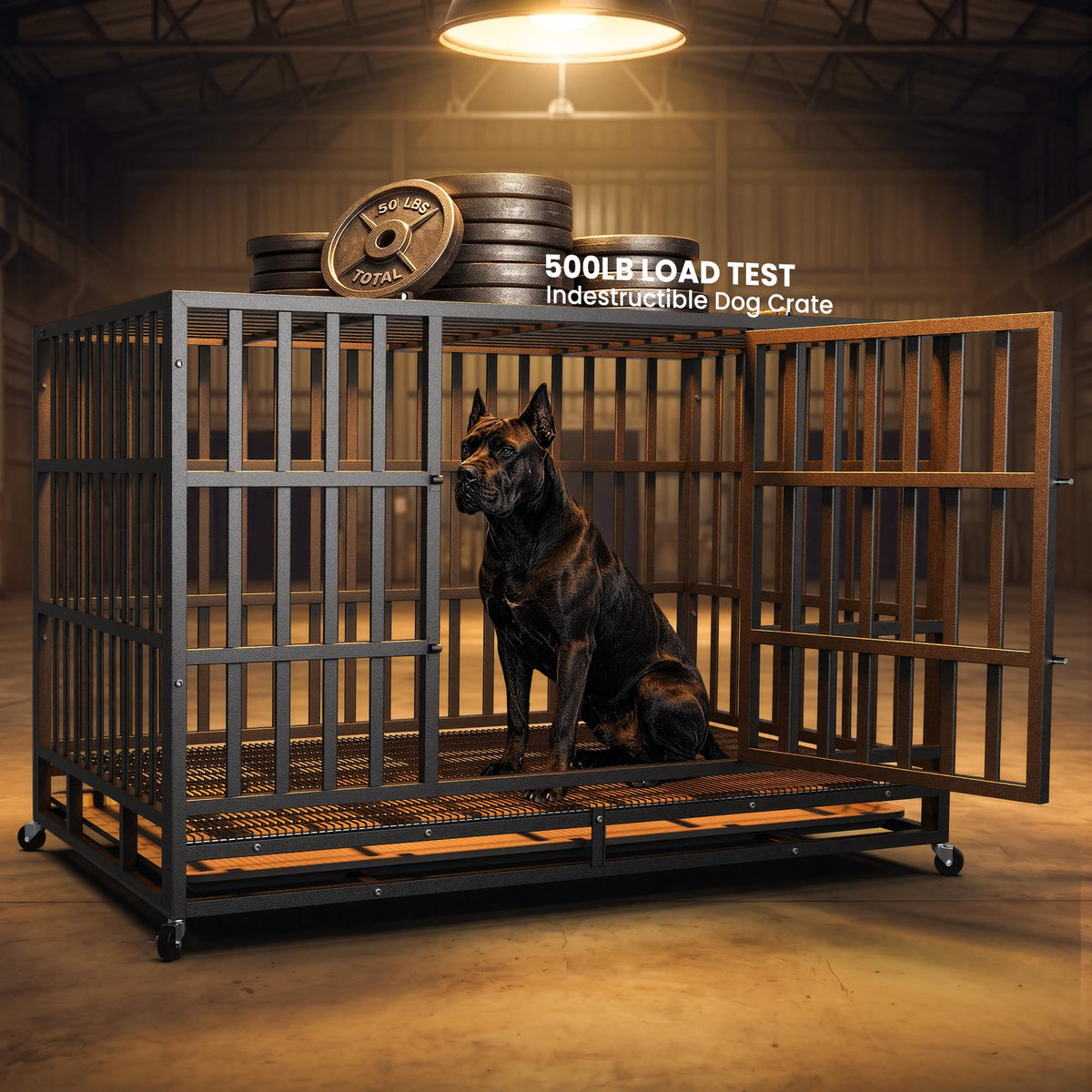 Hiwokk 48 Inch Heavy Duty Dog Crate, Indestructible Kennel for Large Dogs