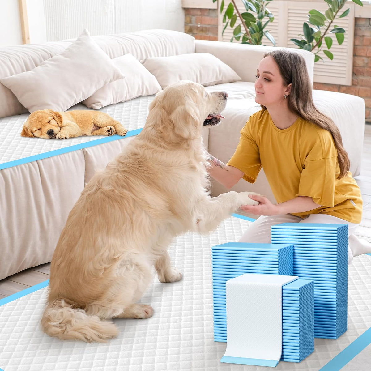 60 Count Extra Large Dog Pee Pads 28" x 34", Super Absorbent X-Large Puppy Pads Disposable Dogs Training Pads, Quick Dry