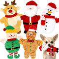 5 Pack Christmas Dog Toys for Small Medium Dogs, No Stuffing Plush Squeaky Dog Toys with Crinkle Paper, Holiday Santa Re