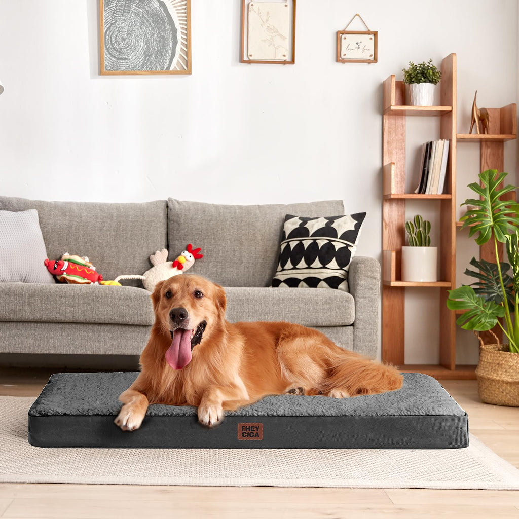EHEYCIGA Orthopedic Dog Bed Large with Removable Washable Cover, 41IN Grey