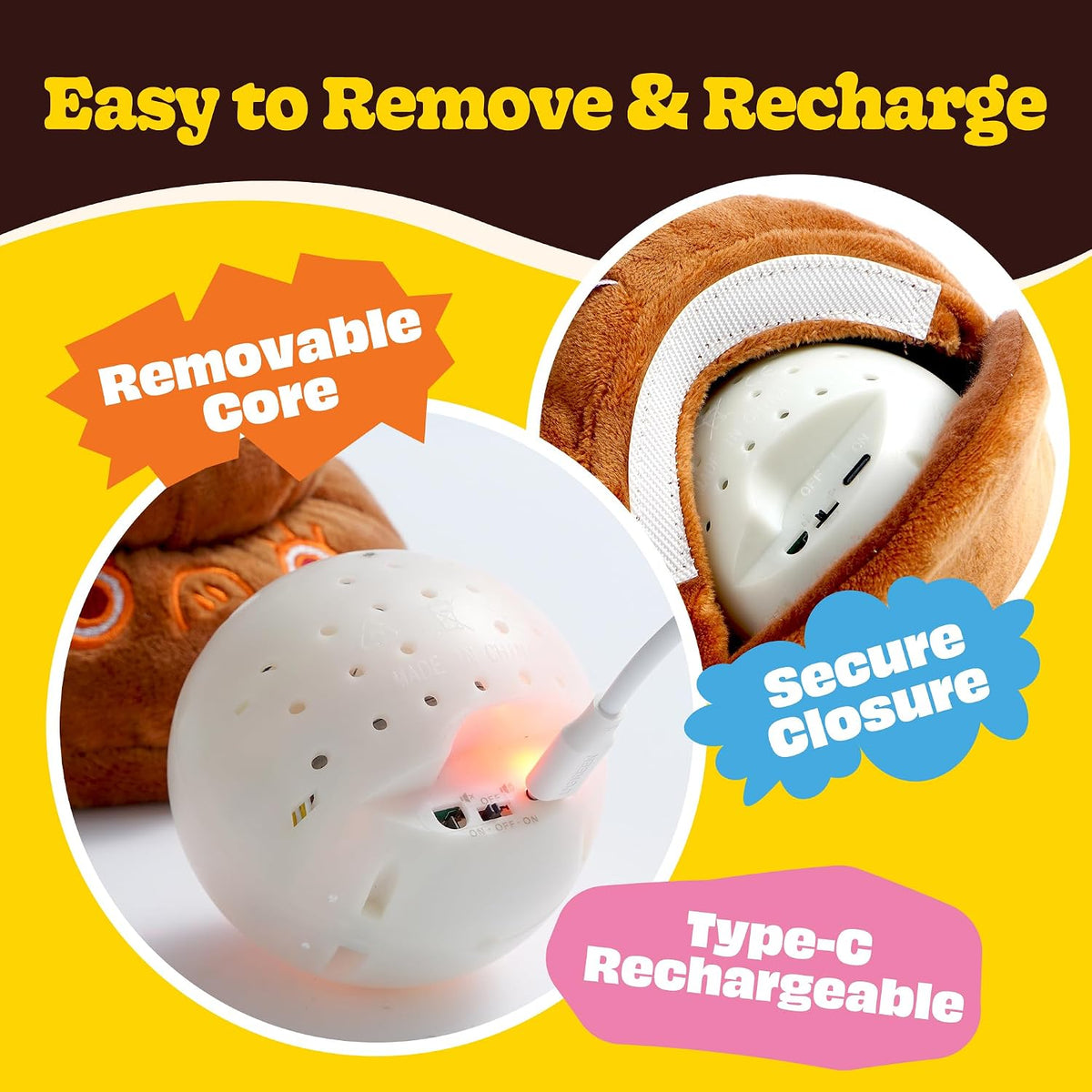 Nocciola Interactive Dog Toy, Silly Sounds Poop Bouncing Ball, Voice Repeat