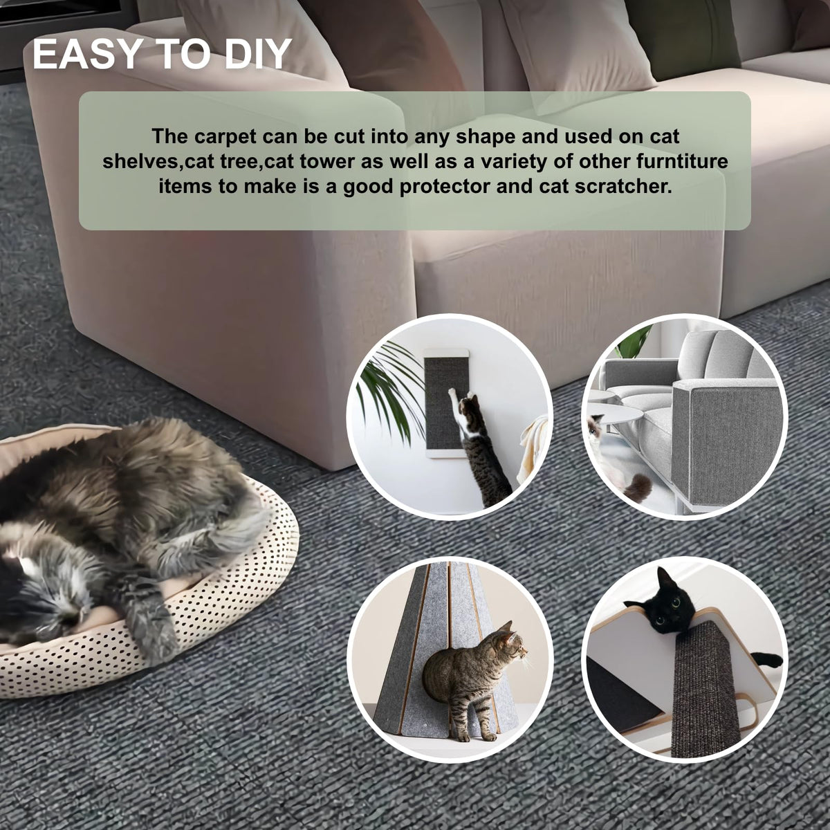 Cat Scratch Couch Furniture Protector, Self-Adhesive Scratch Pad