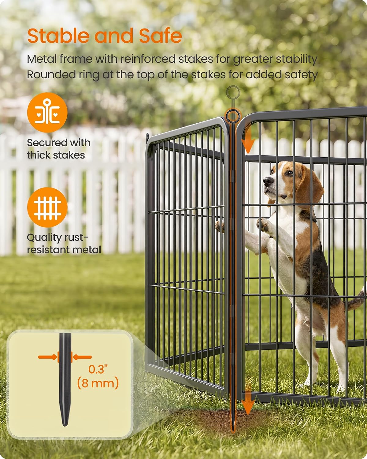 Feandrea 8-Panel Dog Playpen, 67 x 67 x 40 Inch, Ink Black