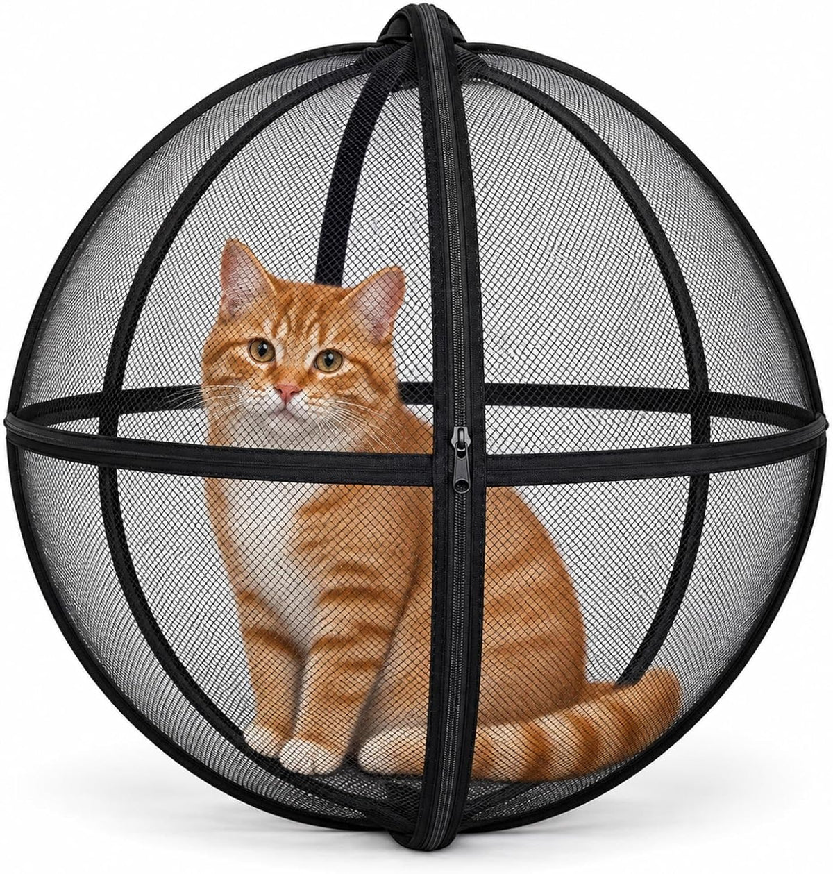 Rolling Cat Ball Enclosure, 27.6 Inch Foldable Spherical Mesh Cat Tent
