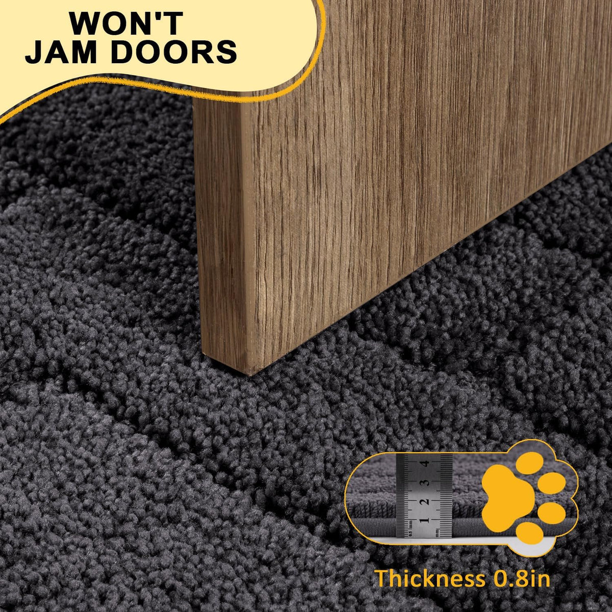 Dog Door Mat for Mud Paws, Dirt Trapper Mud Mat, 24"x59" Charcoal