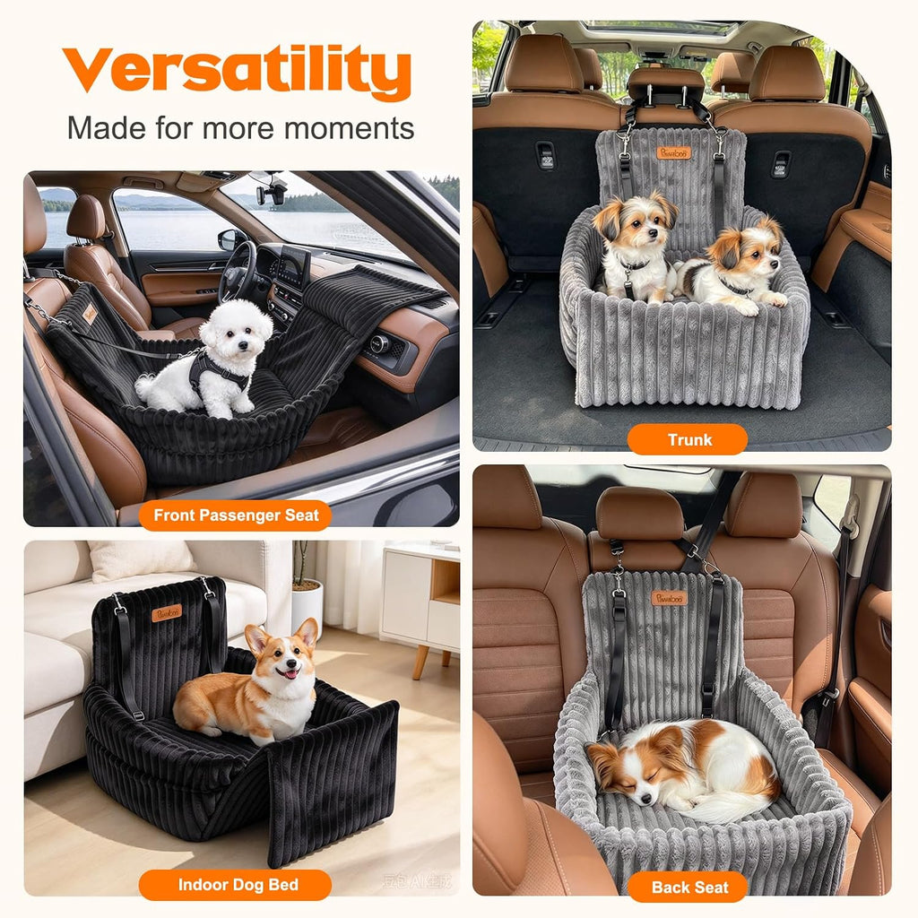 Pawaboo Dog Car Seat for Small Medium Dogs, Grey