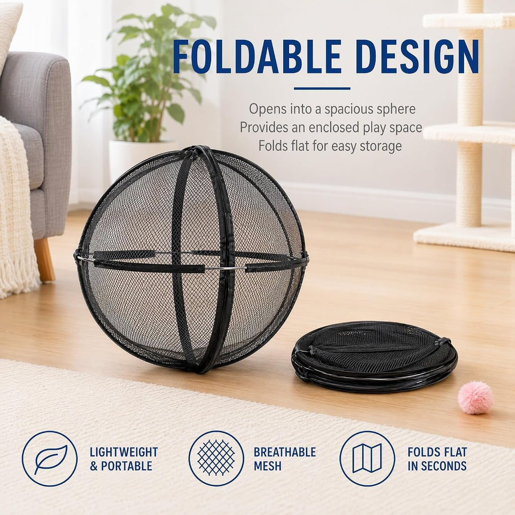 Portable Outdoor Cat Enclosure 27" Mesh Ball Cat Cage