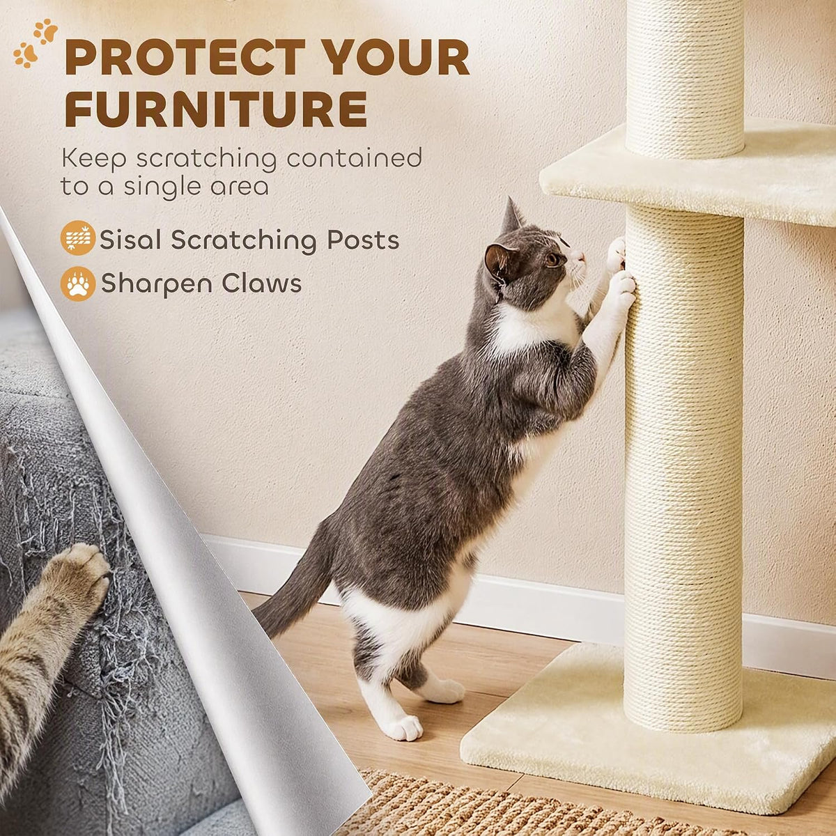 PawHut Cat Wall Shelves for Indoor Kittens Climbing Sleeping, Beige