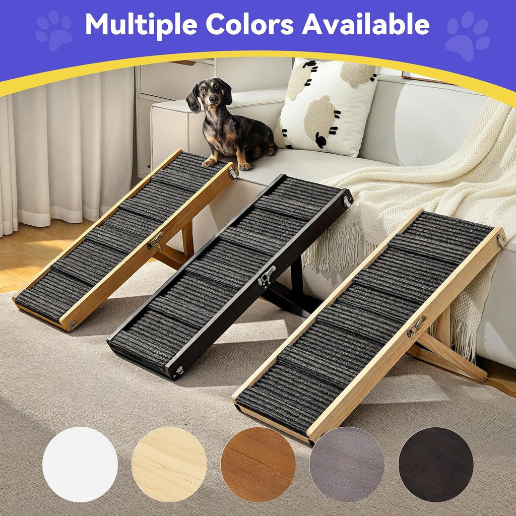Pawaboo 2026 Upgraded Small Dog Ramp for Couch Foldable, 5 Ajustable Height
