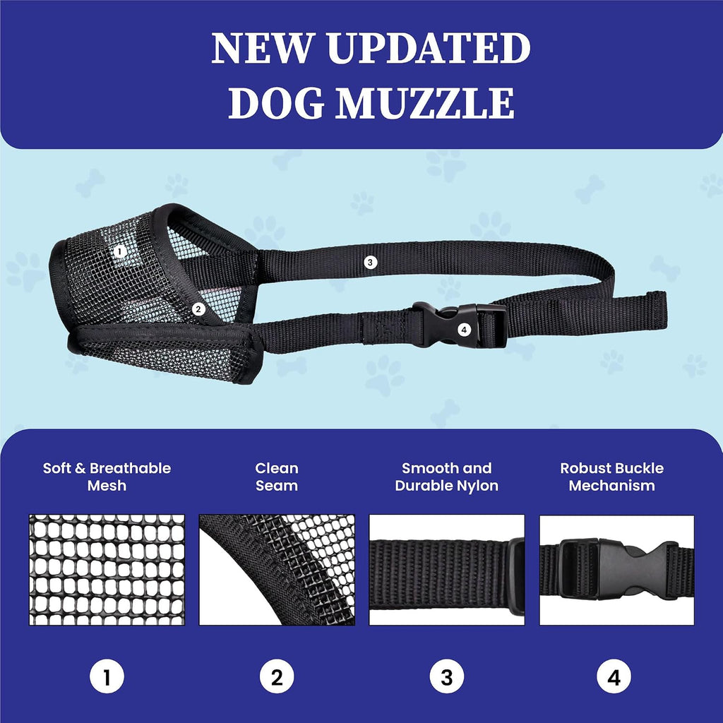 Dog Muzzle for Large Dogs - Air Mesh Muzzle for Large Sized Dog | Adjustable No Bark Dogs Muzzles for Scavenging Licking